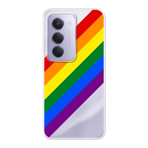Coque Xiaomi Redmi 15 4G flexible transparente avec arc-en-ciel diagonal - rayures Pride