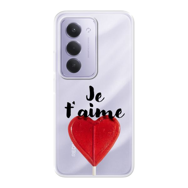Coque Xiaomi Redmi 15 4G flexible transparente avec sucette en forme de cœur - Je t'aime