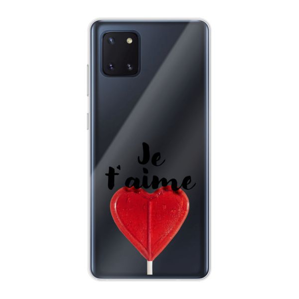 Transparant flexibel Samsung Galaxy Note 10 Lite hoesje met Hartvormige Lolly - Je t'aime