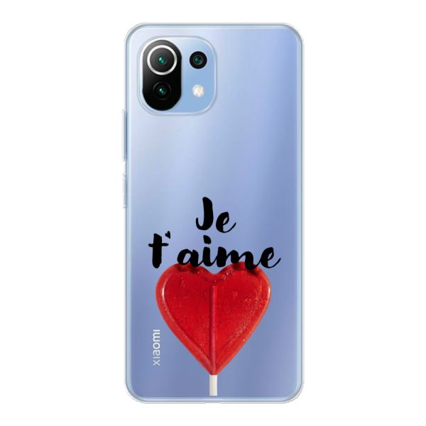 Transparant flexibel Xiaomi 11 Lite 5G NE hoesje met Hartvormige Lolly - Je t'aime