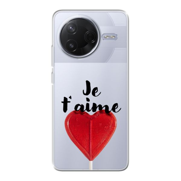 Coque Xiaomi Poco F7 Pro flexible transparente avec sucette en forme de cœur - Je t'aime