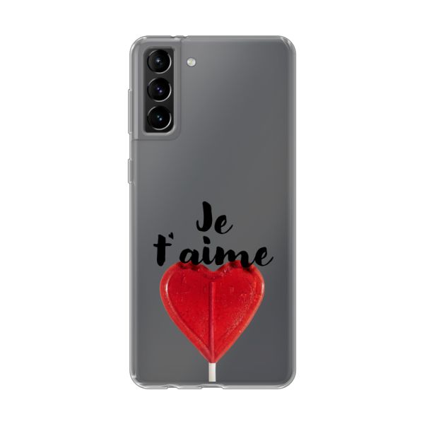 Transparant flexibel Samsung Galaxy S21 Plus 5G hoesje met Hartvormige Lolly - Je t'aime