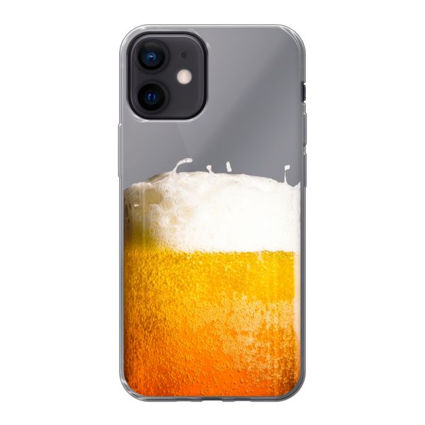 Transparant flexibel iPhone 12 mini hoesje met Vers Getapt Biertje - Bierprint