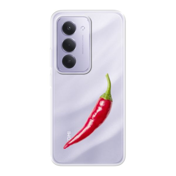 Coque Xiaomi Redmi 15 4G flexible transparente avec piment rouge - Design épicé