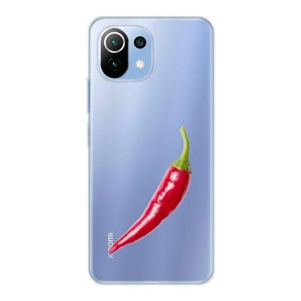 Transparant flexibel Xiaomi Mi 11 Lite hoesje met Rode Peper - Pittig Design
