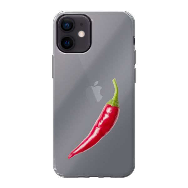 Coque iPhone 12 mini flexible transparente avec piment rouge - Design épicé