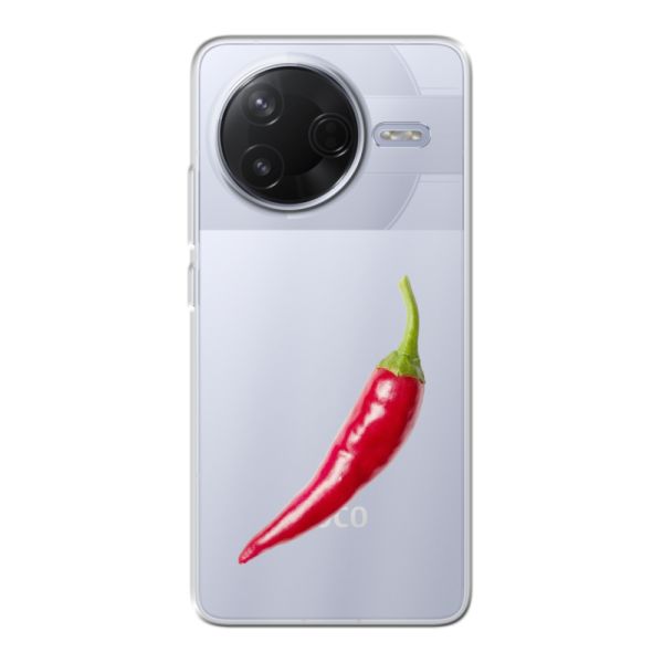 Coque Xiaomi Poco F7 Pro flexible transparente avec piment rouge - Design épicé