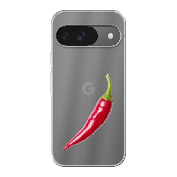 Transparente flexible Google Pixel 9 Hülle mit roter Chili - Scharfes Design