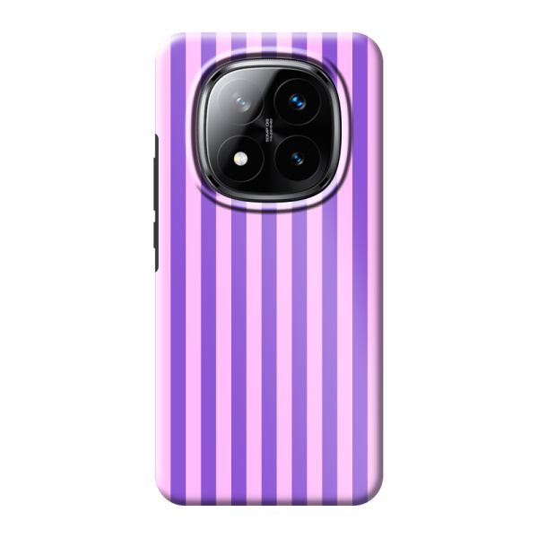 Funda Xiaomi Redmi Note 14 Pro+ extra resistente con rayas pastel moradas y rosas