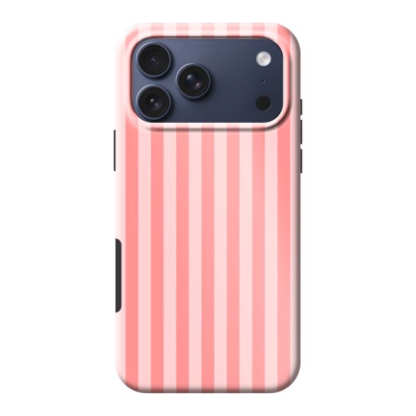 Coque iPhone 17 Pro Max ultra-résistante à rayures corail et rose