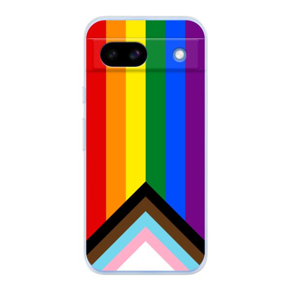 Coque Google Pixel 8a flexible transparente avec Drapeau arc-en-ciel - Drapeau Progress Pride