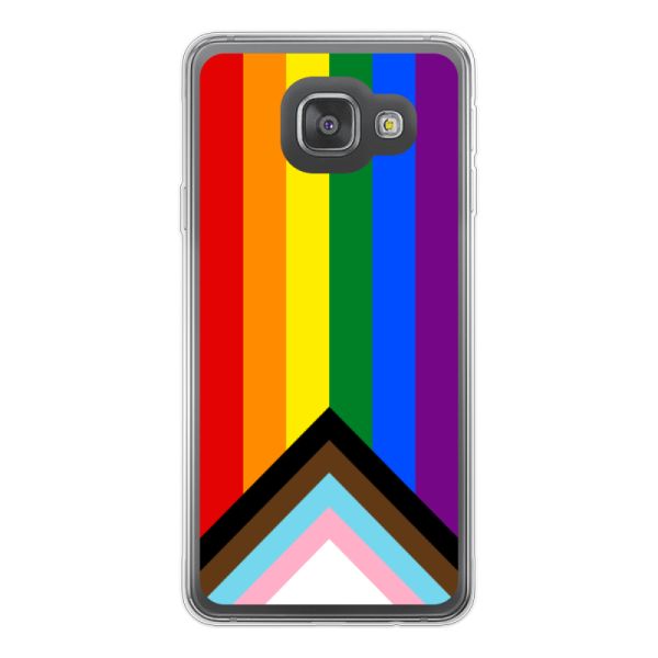 Transparente flexible Samsung Galaxy A3 (2016) Hülle mit Regenbogenfahne - Progress Pride Flagge