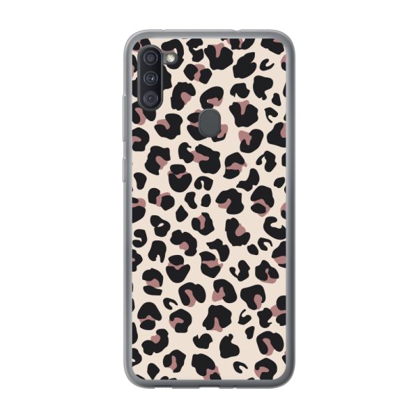 Transparant flexibel Samsung Galaxy M11 hoesje met Panter Print - Beige Luipaardprint