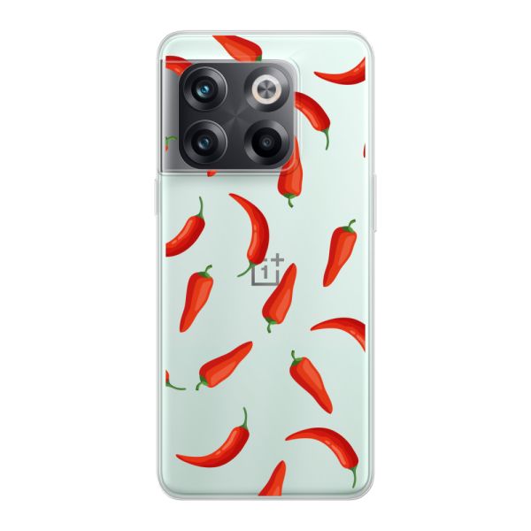 Transparente flexible OnePlus 10T Hülle mit Roten Chilis - Transparentes Chili Pepper Muster