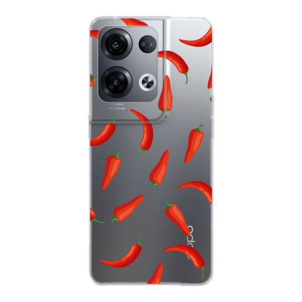 Transparente flexible Oppo Reno8 Pro Hülle mit Roten Chilis - Transparentes Chili Pepper Muster