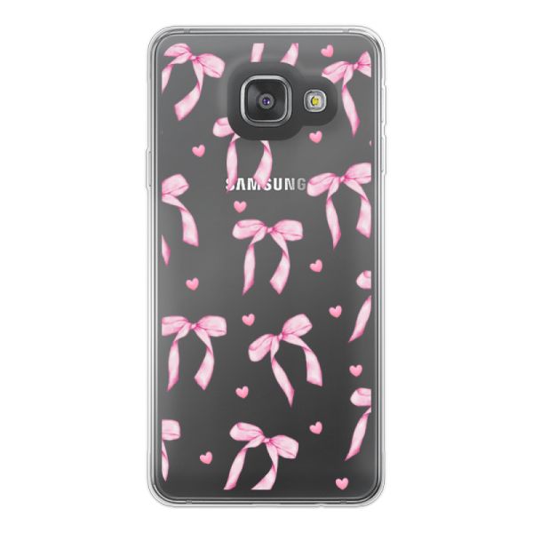 Transparant flexibel Samsung Galaxy A3 (2016) hoesje met Roze Strikjes en Hartjes