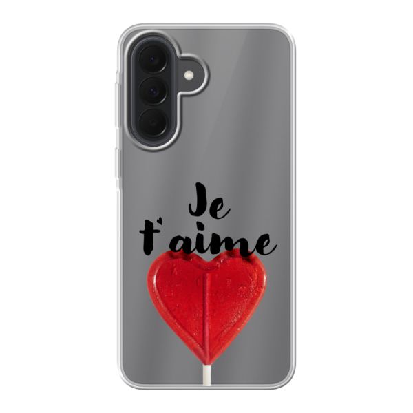 Transparente flexible Samsung Galaxy A37 Hülle mit herzförmigem Lutscher - Je t'aime
