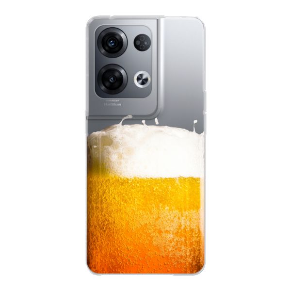 Transparant flexibel Oppo Reno8 Pro hoesje met Vers Getapt Biertje - Bierprint