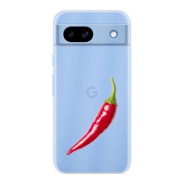 Transparente flexible Google Pixel 8a Hülle mit roter Chili - Scharfes Design