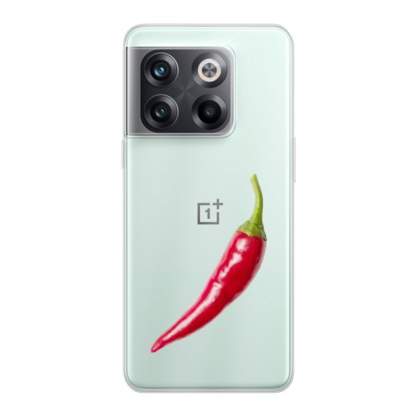Transparente flexible OnePlus 10T Hülle mit roter Chili - Scharfes Design