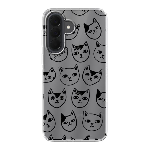 Coque Samsung Galaxy A37 flexible transparente avec têtes de chat - Imprimé chats transparent