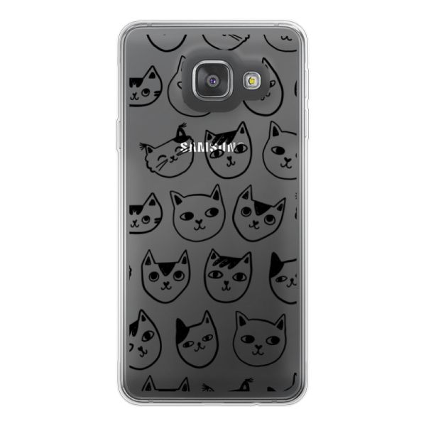 Transparente flexible Samsung Galaxy A3 (2016) Hülle mit Katzenköpfen - Transparenter Katzenprint