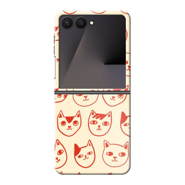 Coque Samsung Galaxy Z Flip7 ultra-résistante avec têtes de chat - Chats rouges sur fond crème