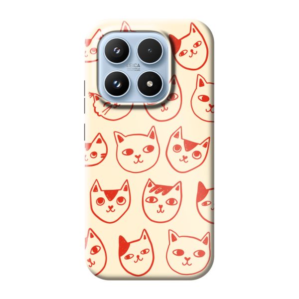 Coque Xiaomi 17 ultra-résistante avec têtes de chat - Chats rouges sur fond crème