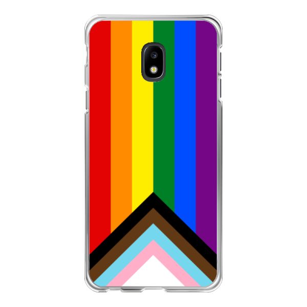 Transparente flexible Samsung Galaxy J3 (2017) Hülle mit Regenbogenfahne - Progress Pride Flagge
