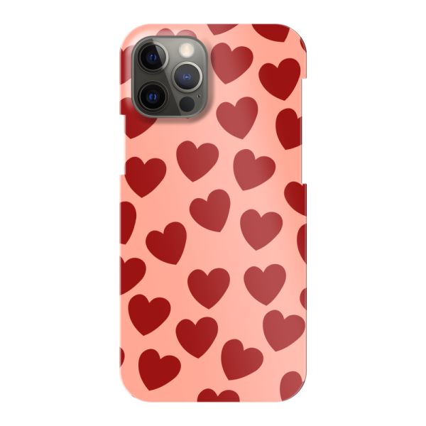 Coque hard case iPhone 12 entièrement imprimée aux Cœurs Rouges