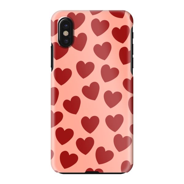 Coque hard case iPhone X entièrement imprimée aux Cœurs Rouges