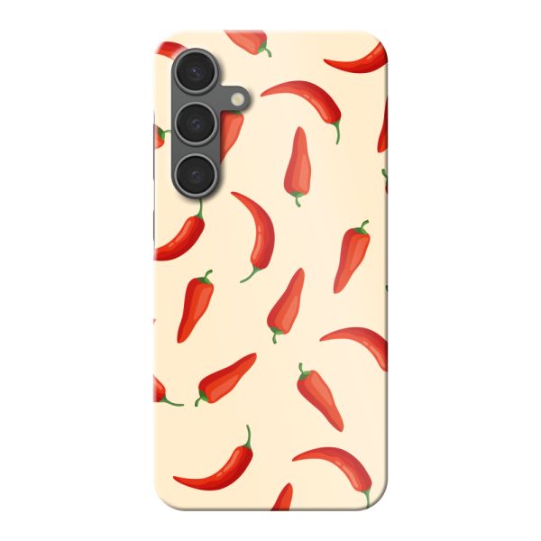 Vollständig bedrucktes Samsung Galaxy S24 Plus hard case mit roten Chilis – Chili-Pepper-Muster