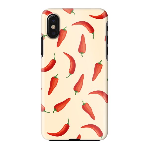 Coque hard case iPhone X entièrement imprimée aux piments rouges – Motif Chili Pepper