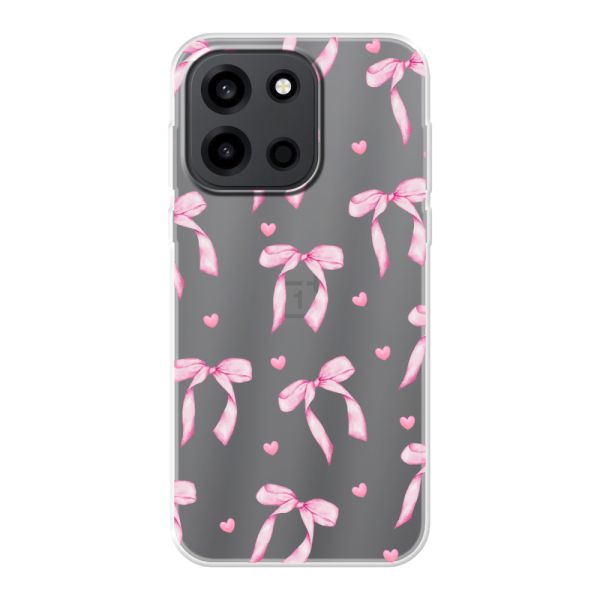 Transparant flexibel OnePlus Turbo 6 5G hoesje met Roze Strikjes en Hartjes