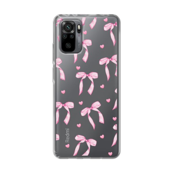 Transparant flexibel Xiaomi Redmi Note 10 Pro hoesje met Roze Strikjes en Hartjes