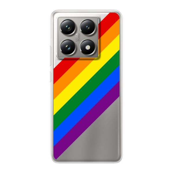 Coque Xiaomi 14T Pro flexible transparente avec arc-en-ciel diagonal - rayures Pride