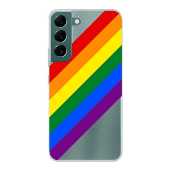 Coque Samsung Galaxy S22 flexible transparente avec arc-en-ciel diagonal - rayures Pride
