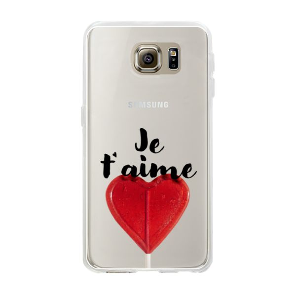 Transparant flexibel Samsung Galaxy S6 hoesje met Hartvormige Lolly - Je t'aime