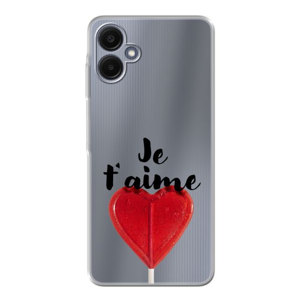 Transparant flexibel Samsung Galaxy A06 hoesje met Hartvormige Lolly - Je t'aime