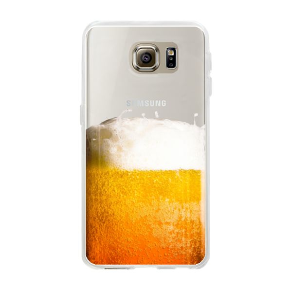 Transparant flexibel Samsung Galaxy S6 hoesje met Vers Getapt Biertje - Bierprint