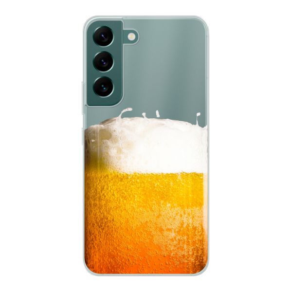 Transparant flexibel Samsung Galaxy S22 hoesje met Vers Getapt Biertje - Bierprint