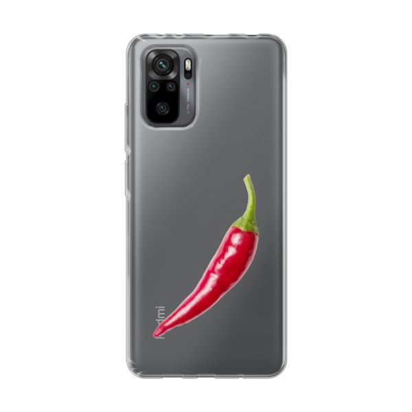 Transparant flexibel Xiaomi Redmi Note 10 Pro hoesje met Rode Peper - Pittig Design