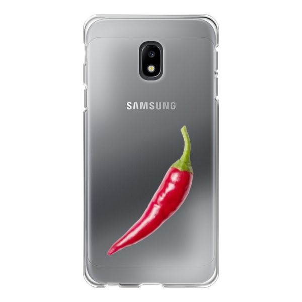 Transparant flexibel Samsung Galaxy J3 (2017) hoesje met Rode Peper - Pittig Design