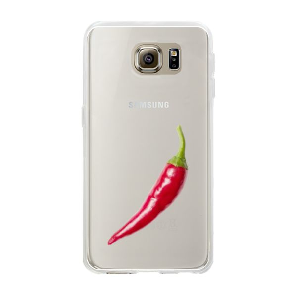 Transparant flexibel Samsung Galaxy S6 hoesje met Rode Peper - Pittig Design