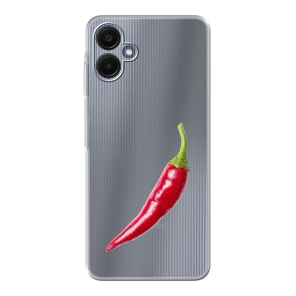 Transparant flexibel Samsung Galaxy A06 hoesje met Rode Peper - Pittig Design