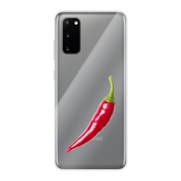 Transparant flexibel Samsung Galaxy S20 hoesje met Rode Peper - Pittig Design