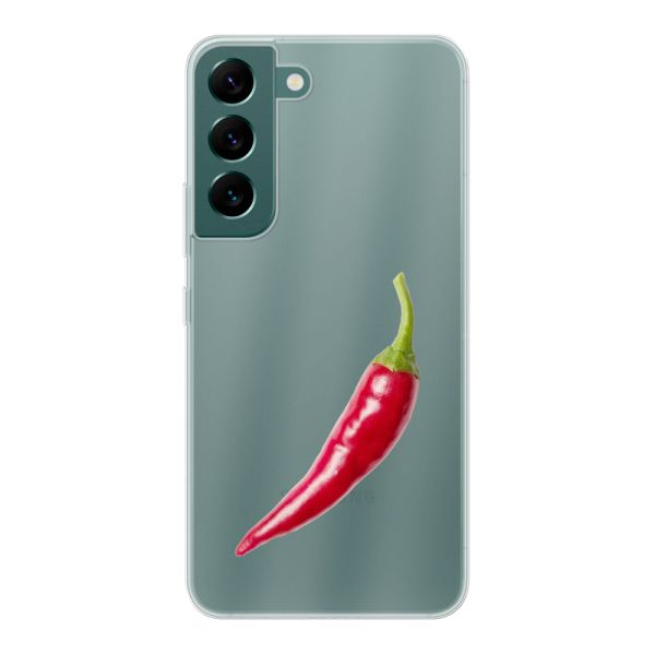 Transparente flexible Samsung Galaxy S22 Hülle mit roter Chili - Scharfes Design