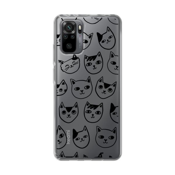 Coque Xiaomi Redmi Note 10 Pro flexible transparente avec têtes de chat - Imprimé chats transparent
