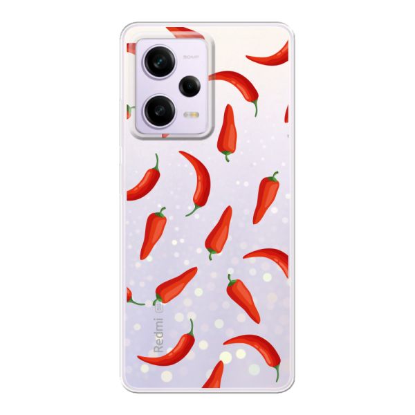 Transparente flexible Xiaomi Redmi Note 12 Hülle mit Roten Chilis - Transparentes Chili Pepper Muster