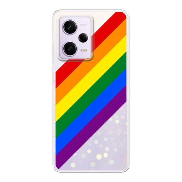 Coque Xiaomi Redmi Note 12 flexible transparente avec arc-en-ciel diagonal - rayures Pride